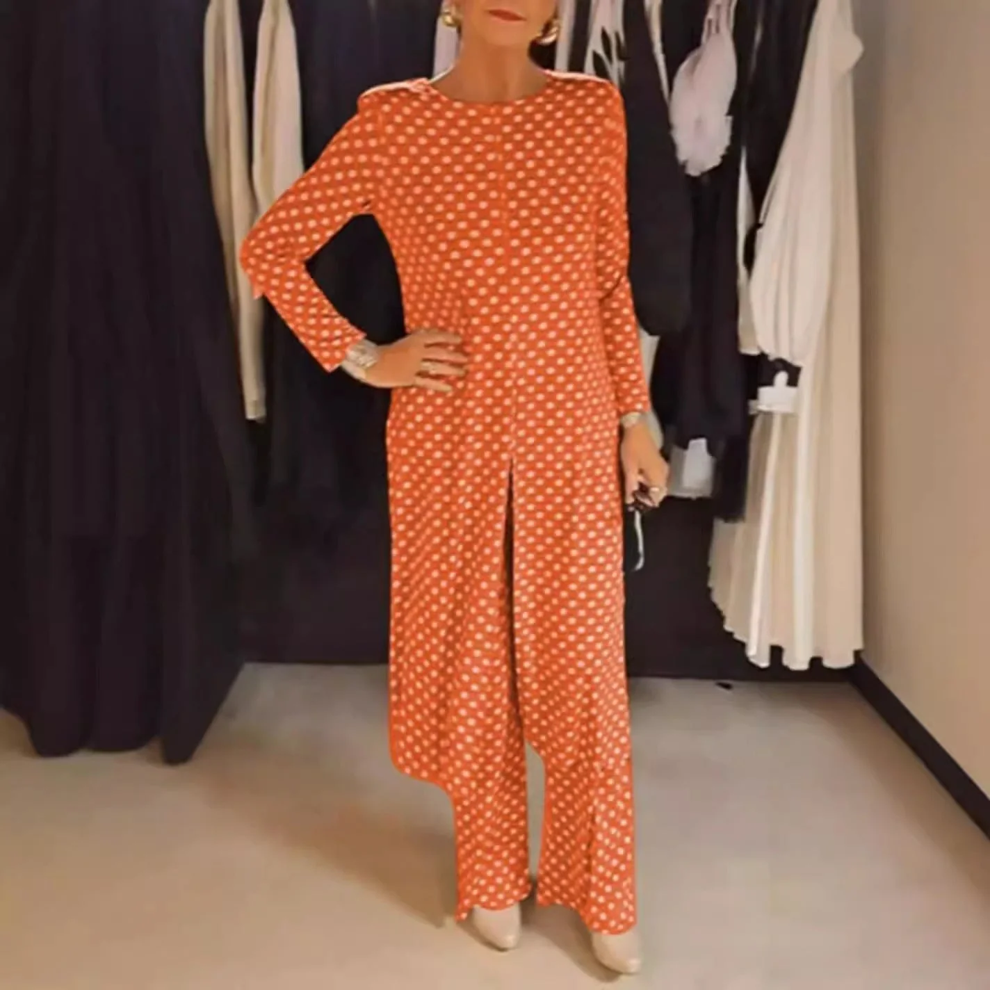 Polka Dot Top & Pants 2-Piece Set - Image 4