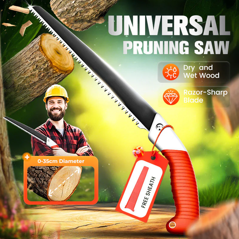 🌿40% OFF NOW ! ⚡ Lightweight And Sharp Universal Pruning Saw With Sheath – SK5 Steel, Fast Cutting & Ergonomic Grip 🔪