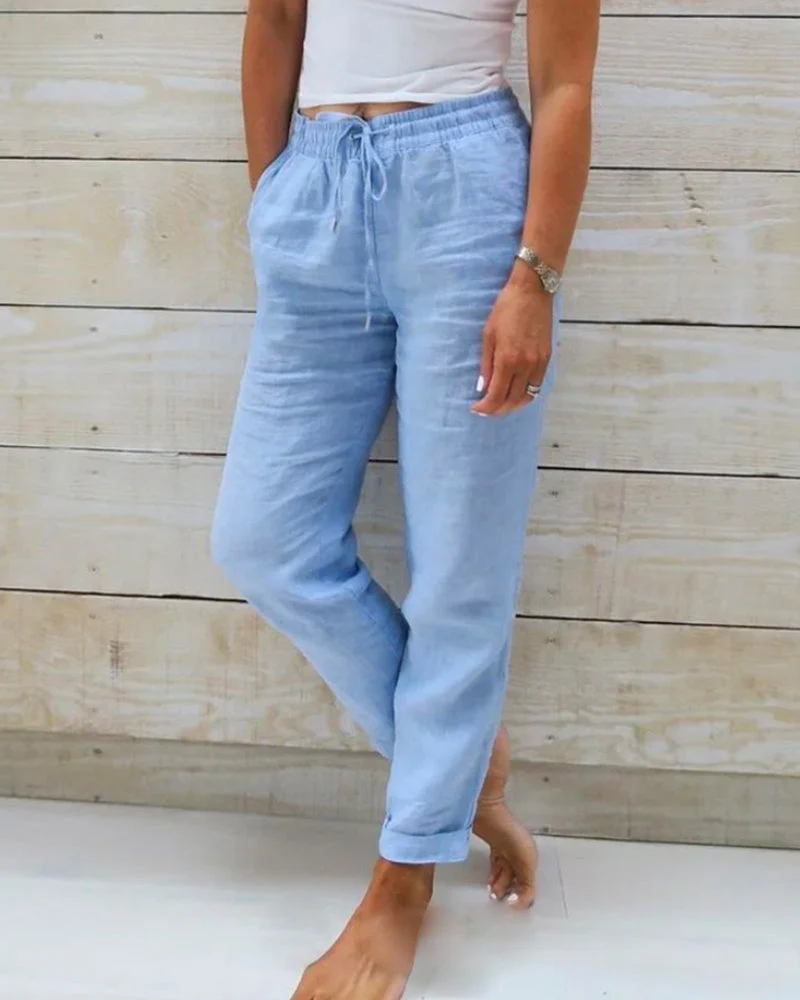 🌞New Arrival Hot Sale - 40% OFF!👖Women's  Elastic Waist Cotton Linen Wide Leg Pants - Image 7