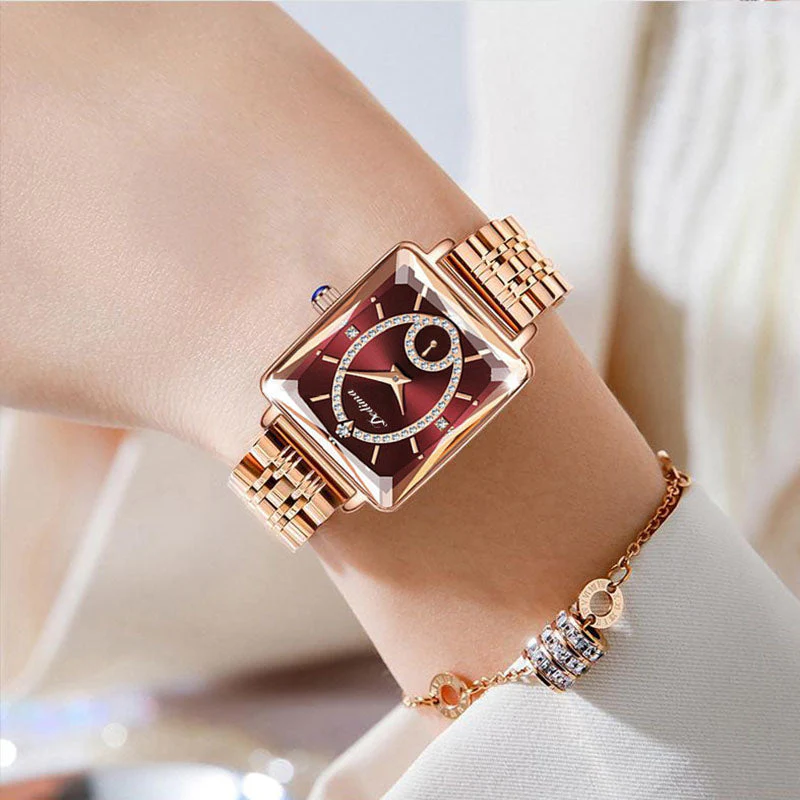 💎Fashion Square Ladies Rose Gold Diamond Watch - Image 10