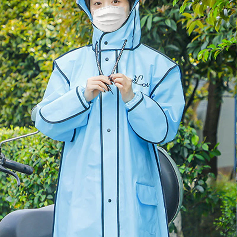 Reusable Hooded Raincoat with Mask for Adults - Image 2