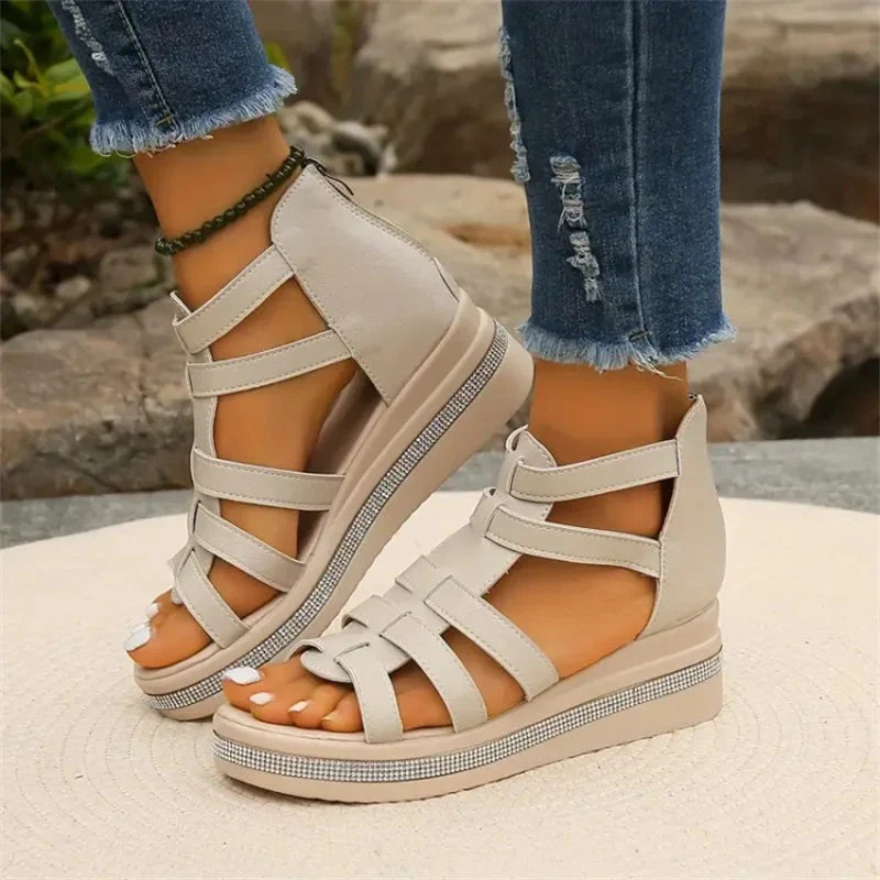 Wedge sandals with rhinestone decoration - Image 4