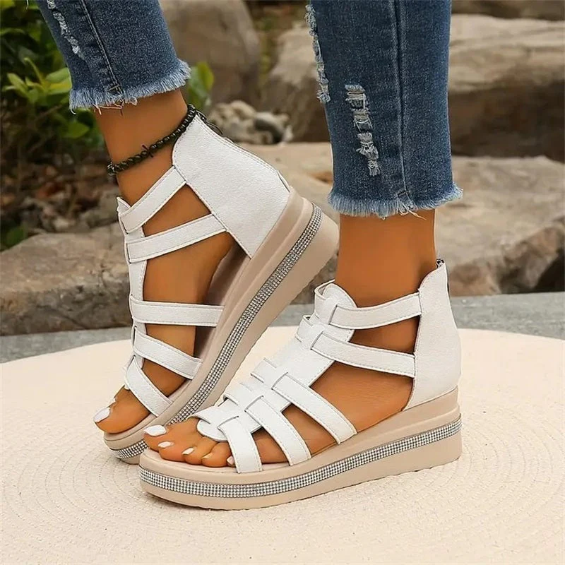Wedge sandals with rhinestone decoration - Image 6