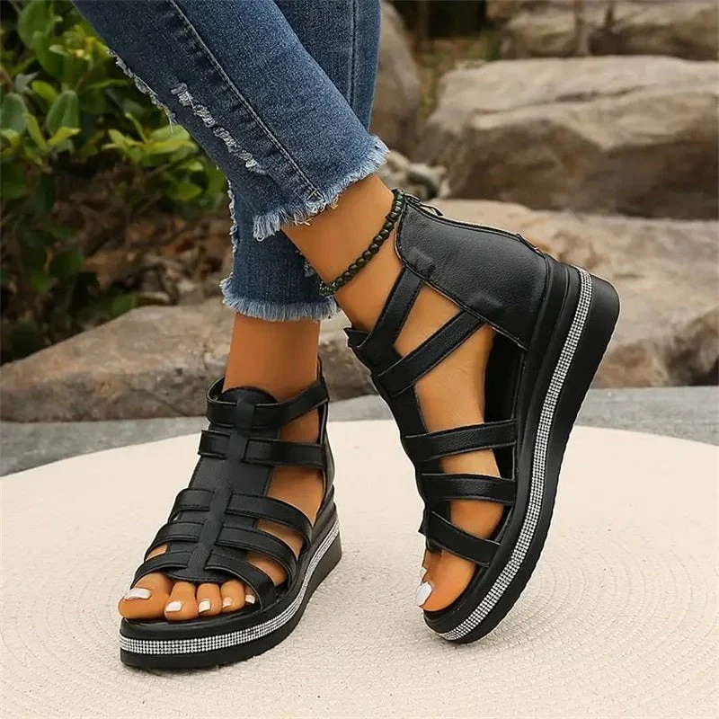 Wedge sandals with rhinestone decoration - Image 8