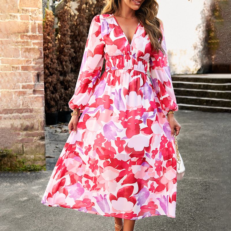 🔥Printed casual boho dress with V-neck for women🔥 - Image 12