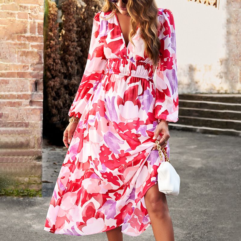 🔥Printed casual boho dress with V-neck for women🔥 - Image 2