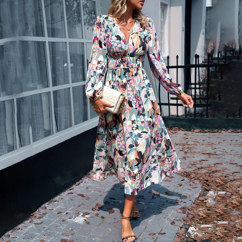 🔥Printed casual boho dress with V-neck for women🔥 - Image 4