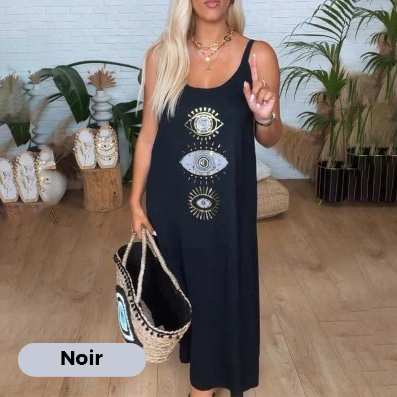 🌸LAST DAY PROMOTION - 50%OFF🌸Women's Sleeveless Long Dress with Eye Print - Image 10