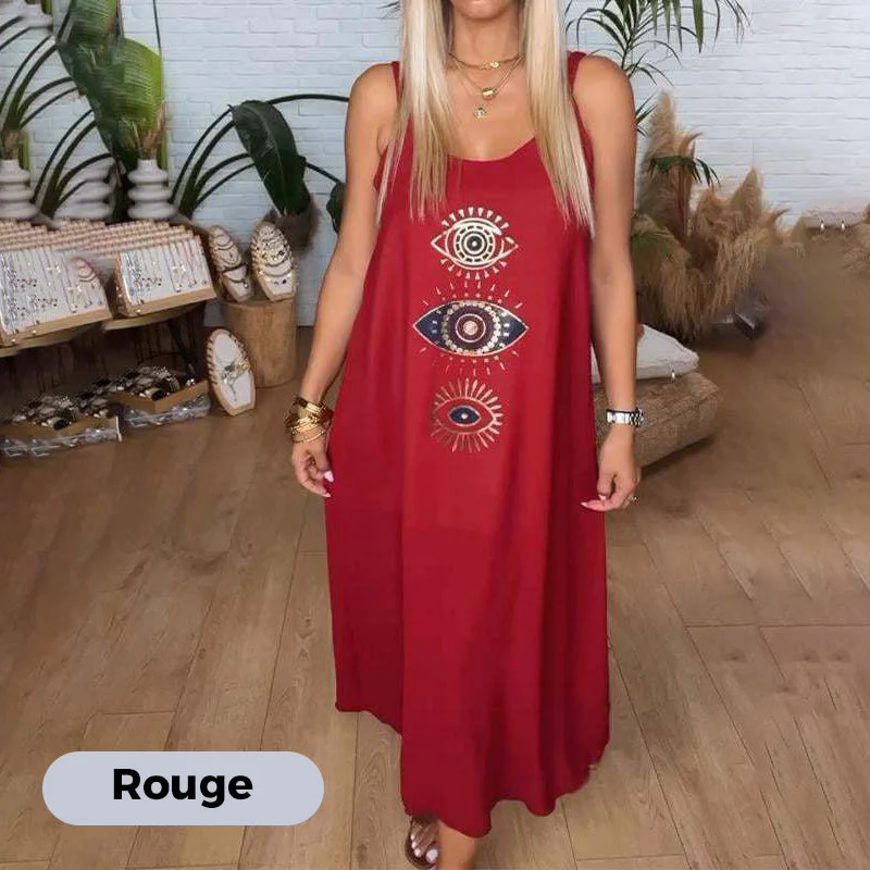 🌸LAST DAY PROMOTION - 50%OFF🌸Women's Sleeveless Long Dress with Eye Print - Image 9