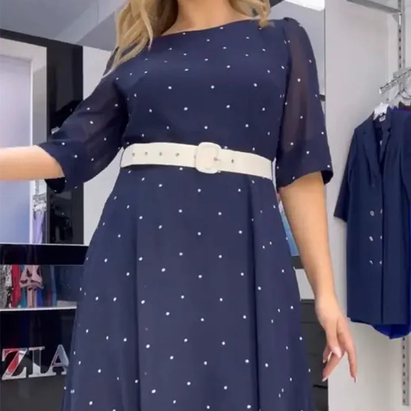 💖Limited Sale 50% OFF💖Round Neck Belted Half Sleeve Dress - Image 8