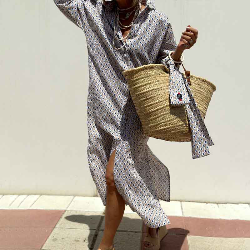 🌟Time-limited Promotion🌟Loose Striped Half Sleeve Shirt Dress👗 - Image 3