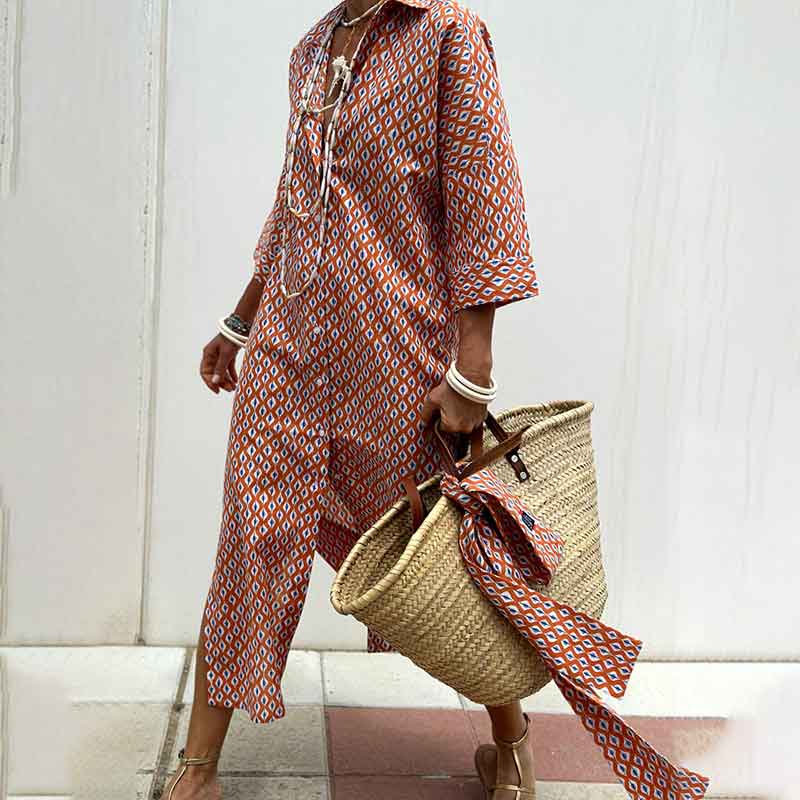 🌟Time-limited Promotion🌟Loose Striped Half Sleeve Shirt Dress👗 - Image 4
