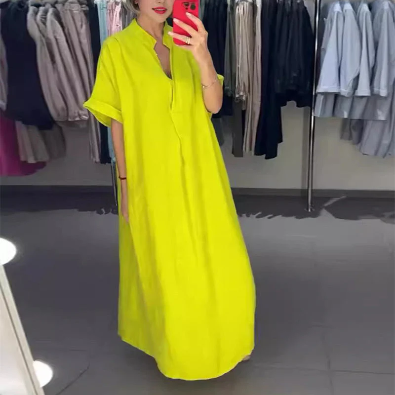 Women's Loose Fit Maxi Shirt Dress with Pockets - Image 4