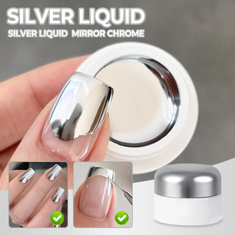💅Silver Liquid Mirror Chrome Nail Gel In Can