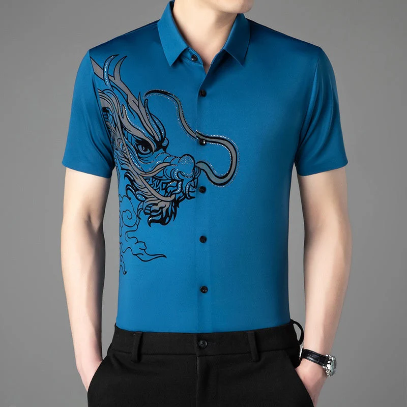 Men’s Business Casual Ice Silk Short Sleeve Shirt - Image 11