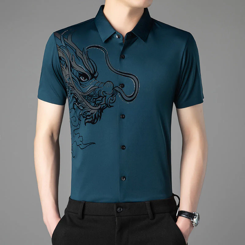 Men’s Business Casual Ice Silk Short Sleeve Shirt - Image 12