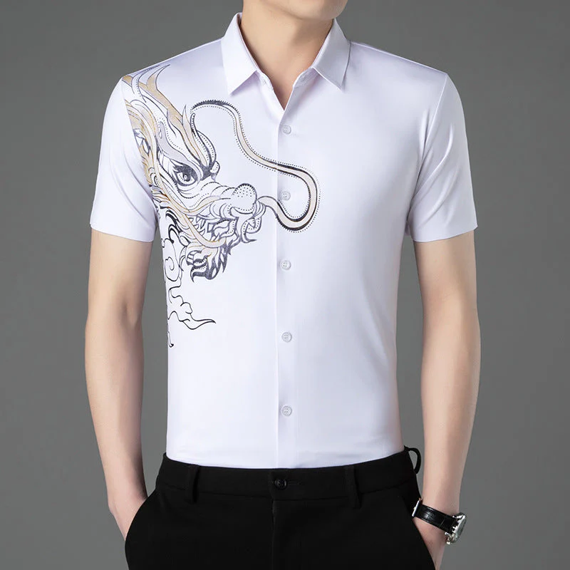 Men’s Business Casual Ice Silk Short Sleeve Shirt - Image 16