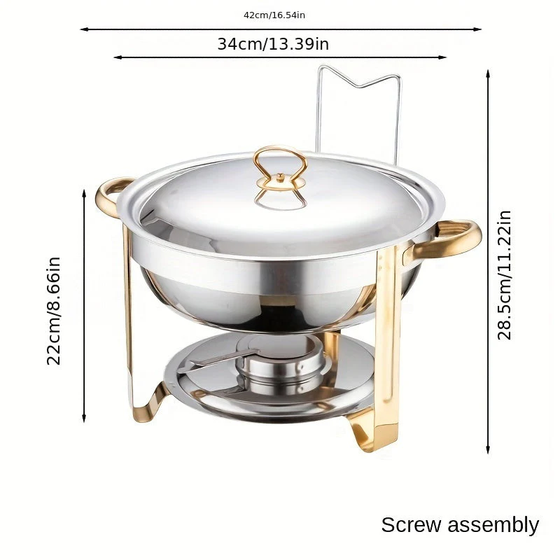 🧑‍🍳The same as in a five-star buffet restaurant🍽️Stainless Steel Chafing Dish Buffet Set 5QT with Fuel Can Rack, Gold Food Warmer for Parties - Image 13
