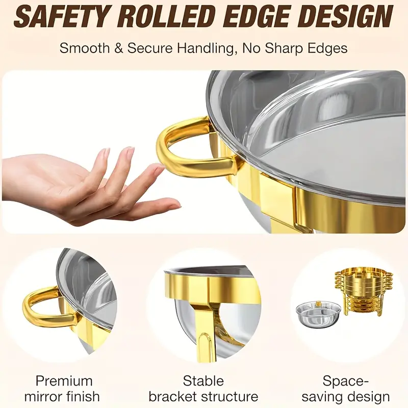 🧑‍🍳The same as in a five-star buffet restaurant🍽️Stainless Steel Chafing Dish Buffet Set 5QT with Fuel Can Rack, Gold Food Warmer for Parties - Image 17