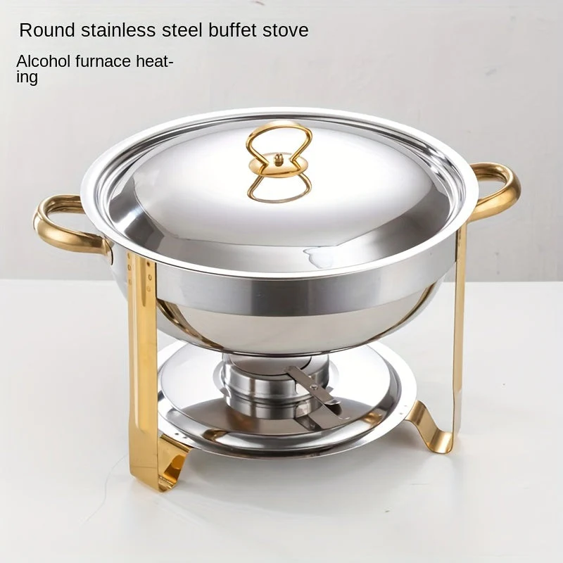 🧑‍🍳The same as in a five-star buffet restaurant🍽️Stainless Steel Chafing Dish Buffet Set 5QT with Fuel Can Rack, Gold Food Warmer for Parties - Image 3