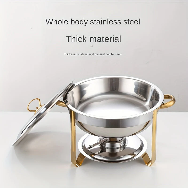 🧑‍🍳The same as in a five-star buffet restaurant🍽️Stainless Steel Chafing Dish Buffet Set 5QT with Fuel Can Rack, Gold Food Warmer for Parties - Image 4
