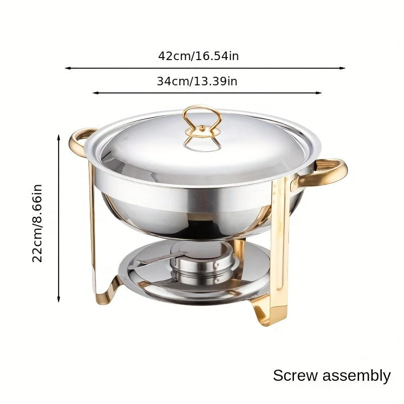 🧑‍🍳The same as in a five-star buffet restaurant🍽️Stainless Steel Chafing Dish Buffet Set 5QT with Fuel Can Rack, Gold Food Warmer for Parties - Image 5