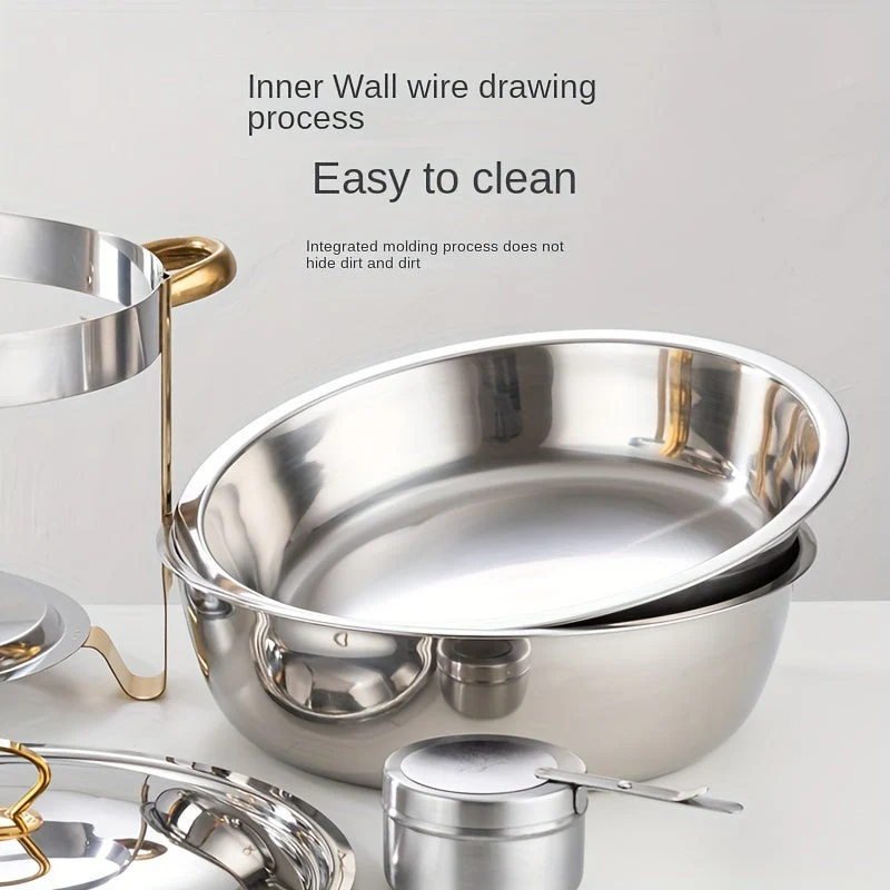 🧑‍🍳The same as in a five-star buffet restaurant🍽️Stainless Steel Chafing Dish Buffet Set 5QT with Fuel Can Rack, Gold Food Warmer for Parties - Image 7