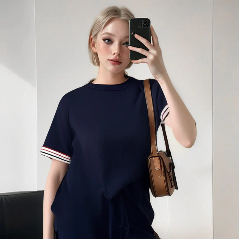 🌸Spring Specials🌸Side Stripe Short Sleeve T-Shirt & Wide Leg Joggers Set - Image 2