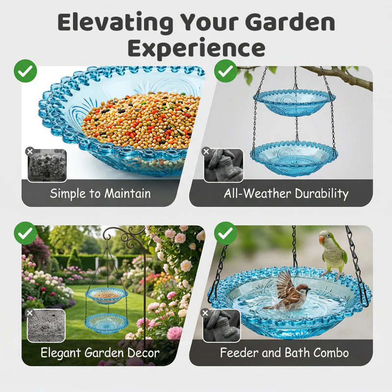 🥳2026 HOT SALE🐦40% OFF!🌧️ Vintage-Style Bird Feeder with Bath – Hangs anywhere, easy to fill. Attracts robins & blue tits. Perfect for nature lovers. 🏡 - Image 2