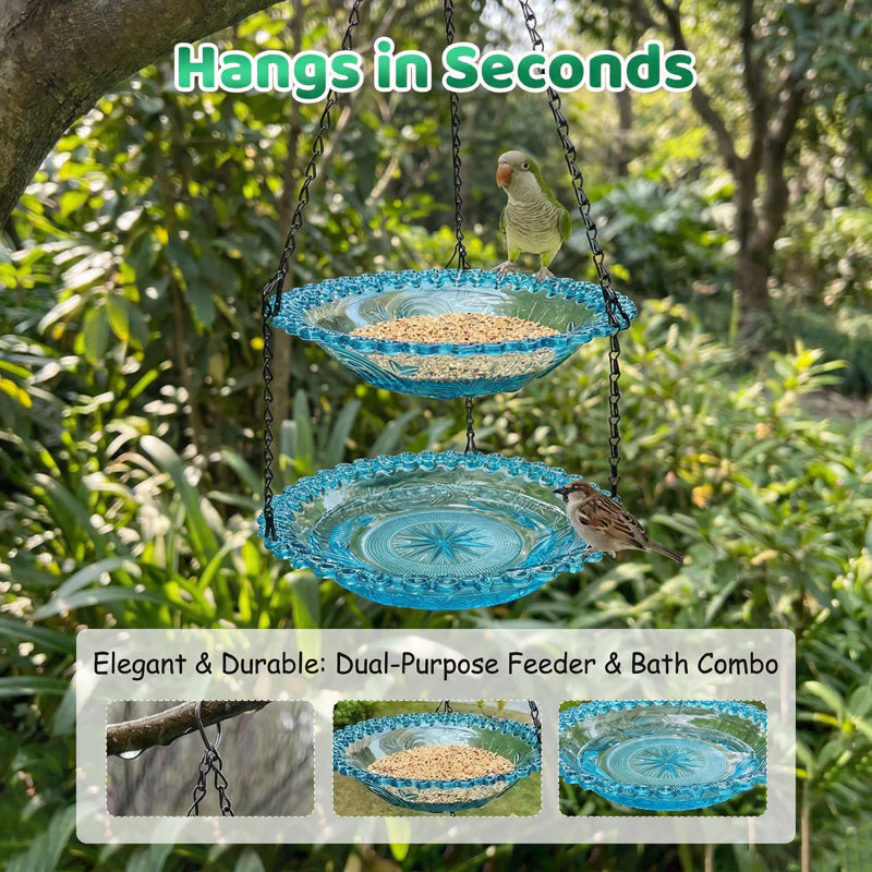 🥳2026 HOT SALE🐦40% OFF!🌧️ Vintage-Style Bird Feeder with Bath – Hangs anywhere, easy to fill. Attracts robins & blue tits. Perfect for nature lovers. 🏡 - Image 6