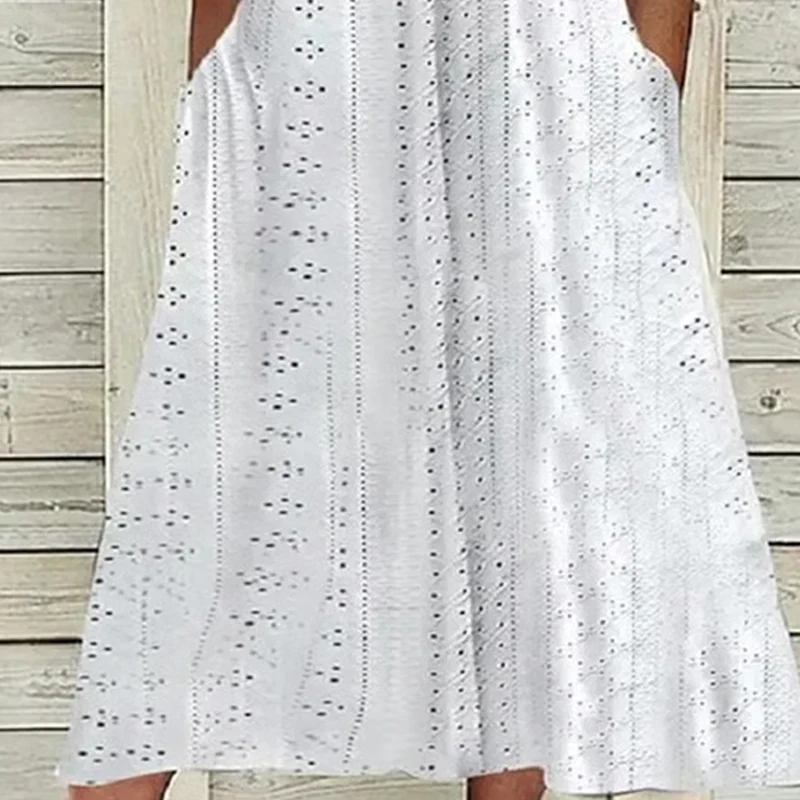💃Women's Elegant V-Neck Hollow-Out Solid Dress - Image 3