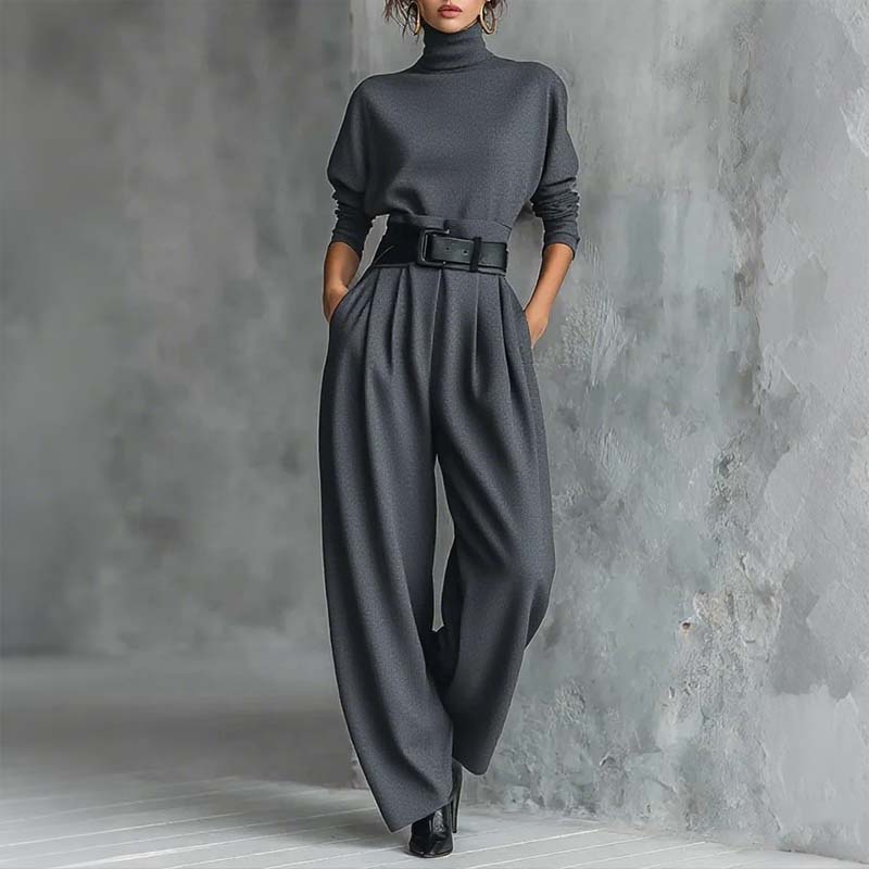 👗40% off🧵Women’s Elegant Turtleneck Top & High-Waist Pants Set (Get a Free Belt)👚👖 - Image 6