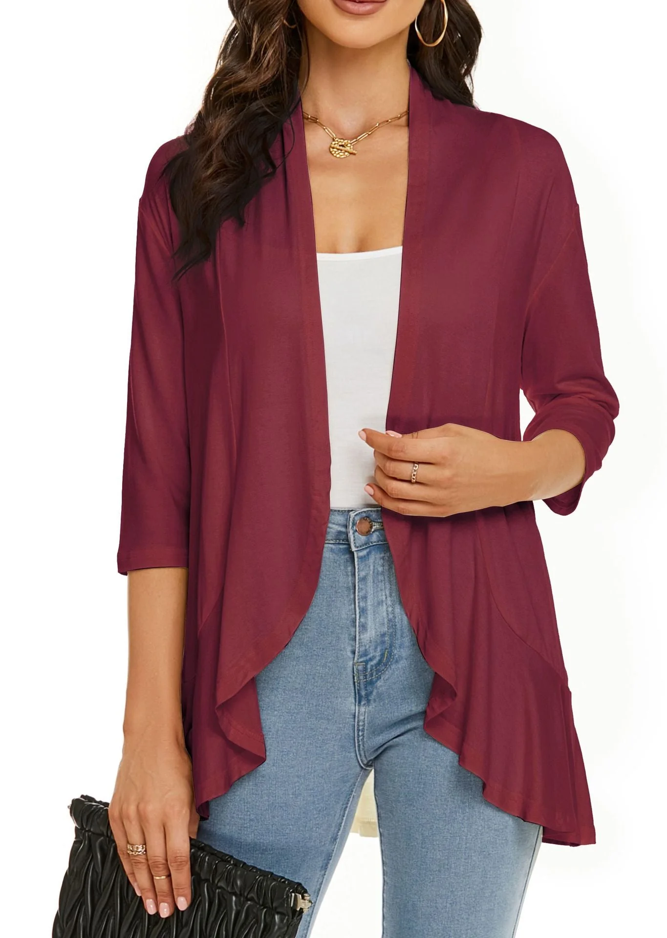 Solid color cardigan stretch blazer - Image 3
