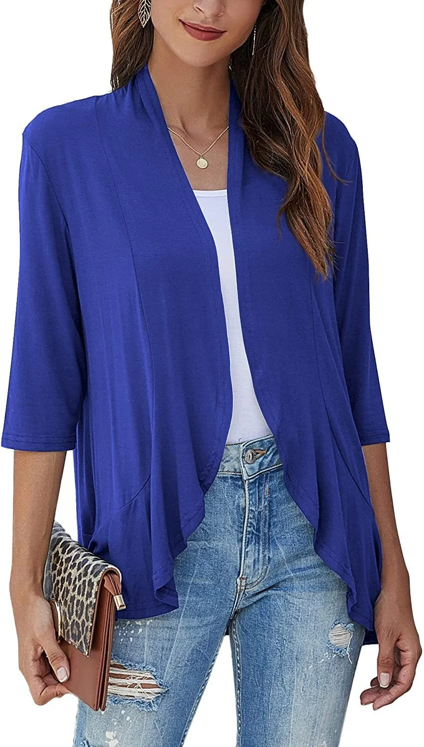Solid color cardigan stretch blazer - Image 4