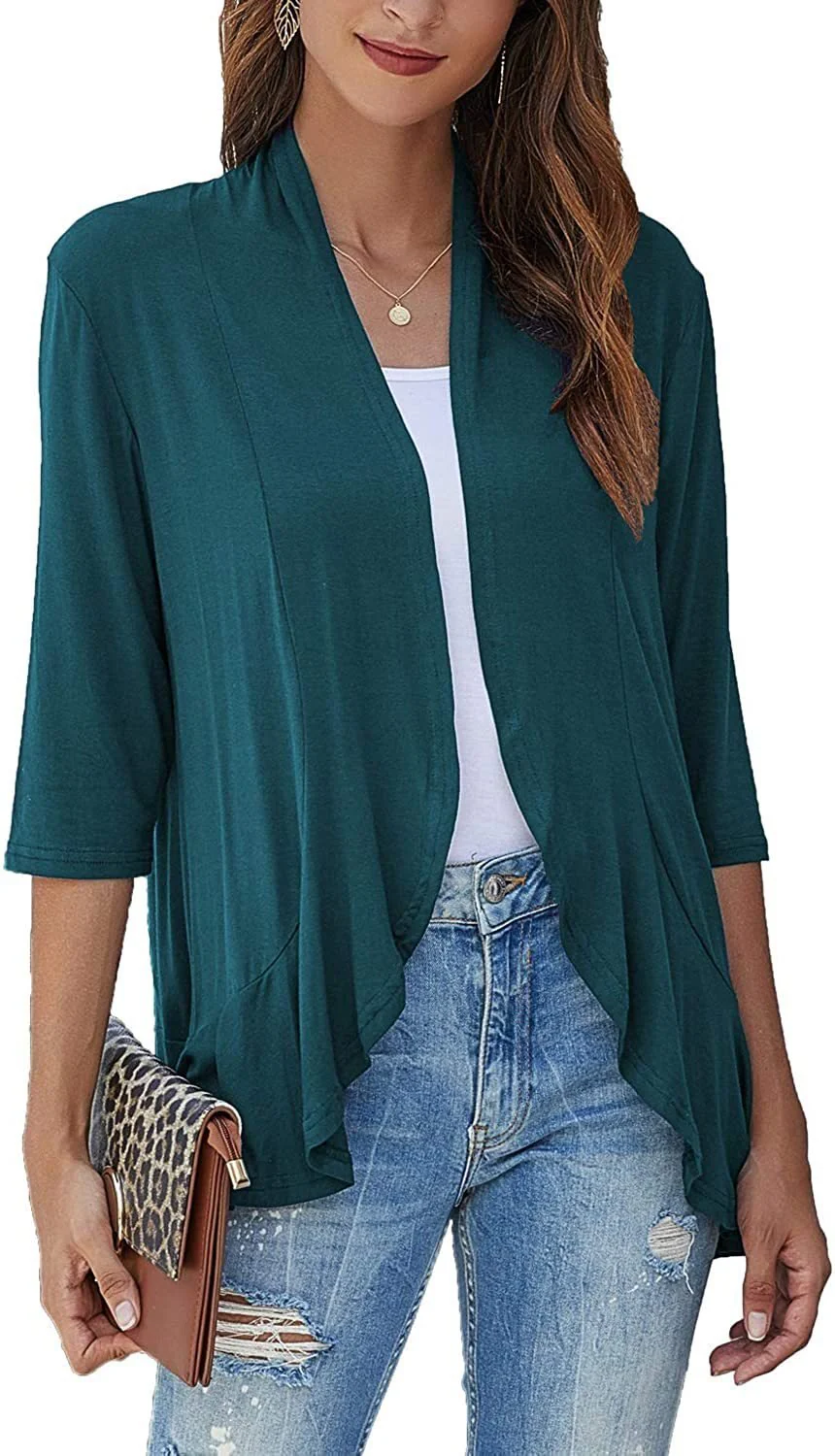 Solid color cardigan stretch blazer - Image 5