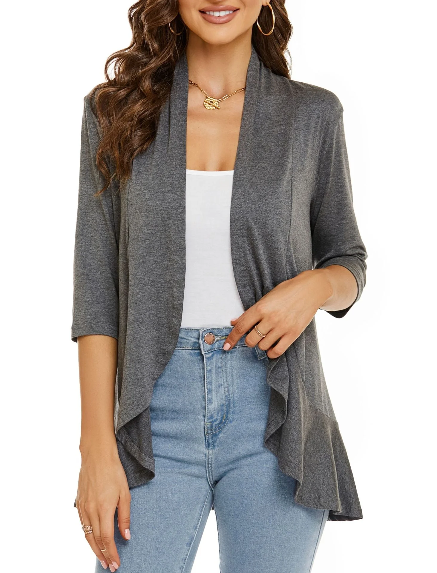Solid color cardigan stretch blazer - Image 8