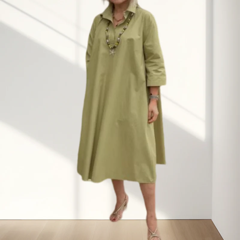 Women's Casual Solid Color Dress with Convenient Pockets - Image 10