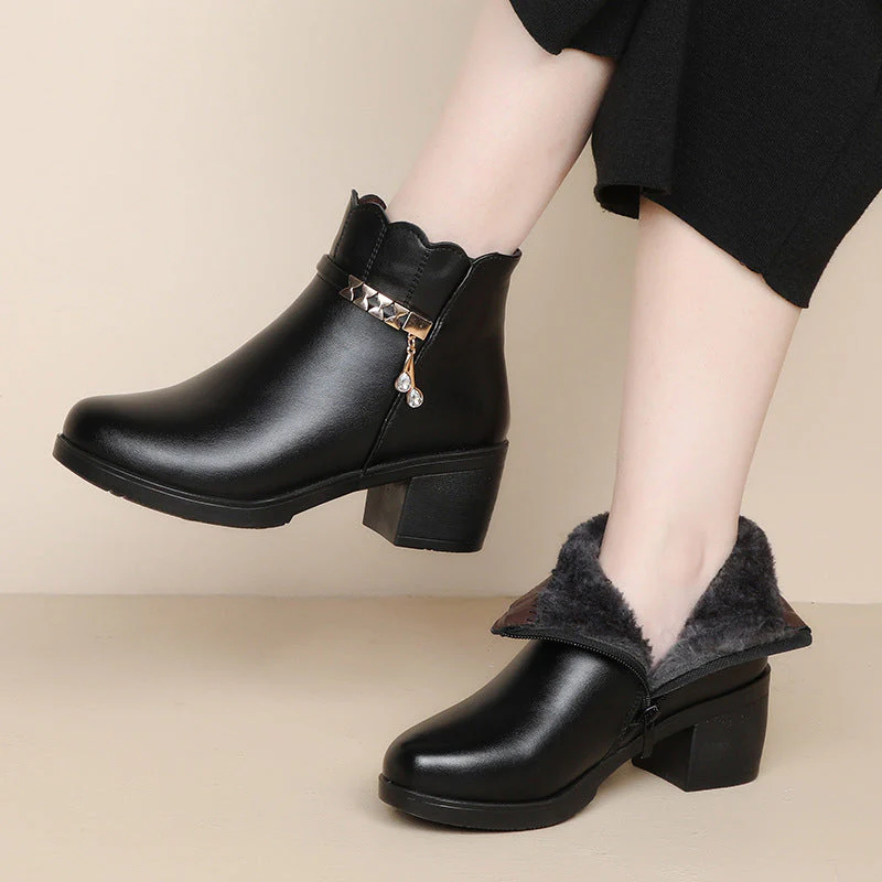👢 Women's Plush-Lined Winter Ankle Boots – Cozy Fleece Lining & Warm Design, Perfect for Cold Days!