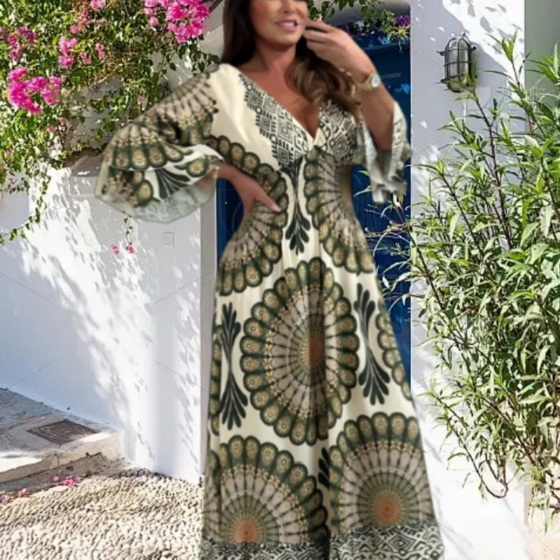 🔥Women's Retro Boho Deep V-Neck Maxi Dress🔥 - Image 11