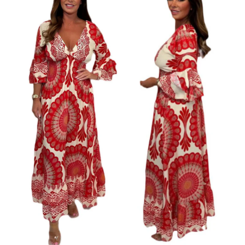 🔥Women's Retro Boho Deep V-Neck Maxi Dress🔥 - Image 2