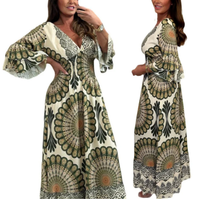 🔥Women's Retro Boho Deep V-Neck Maxi Dress🔥 - Image 3
