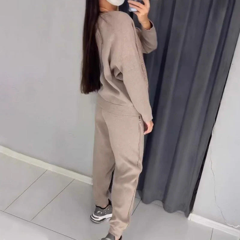 Women's Glitter Rhinestone Sweatshirt & Casual Pants 2 Piece Set - Image 6