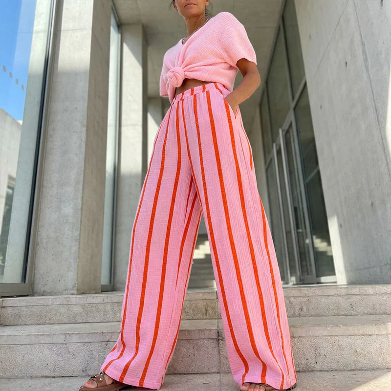 🥰40% off!💃Women's Striped Wide-Leg Casual Pants – Flattering Vertical Stripes, Breezy Fit & Effortless Style👖 - Image 2