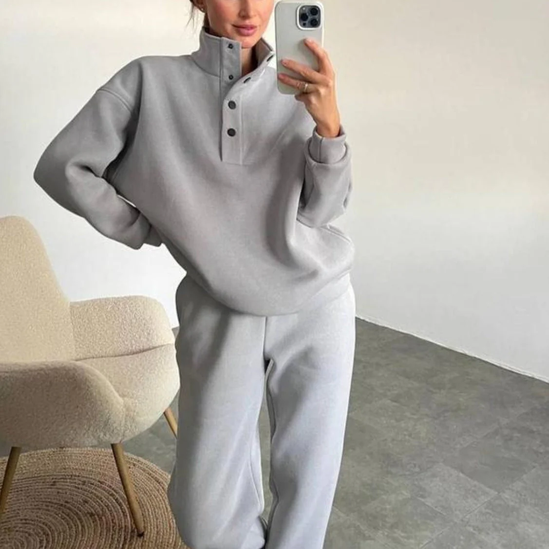 ❄️Winter-Specials❄️Women's Button Sweatshirt & Sweatpants (2-Piece Set) - Image 4