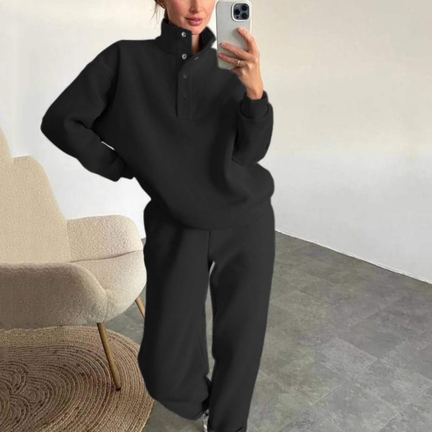 ❄️Winter-Specials❄️Women's Button Sweatshirt & Sweatpants (2-Piece Set) - Image 5