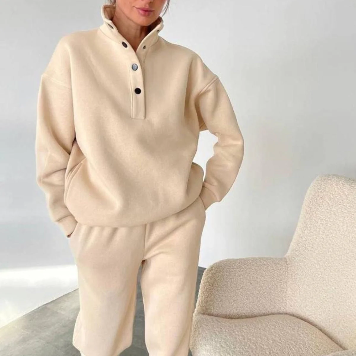 ❄️Winter-Specials❄️Women's Button Sweatshirt & Sweatpants (2-Piece Set) - Image 6
