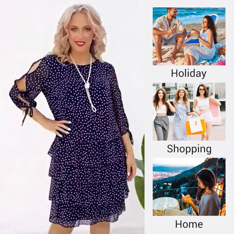 ✨Neujahrsaktion✨Women's Casual Printed Tiered Layered Swing Dress - Image 6