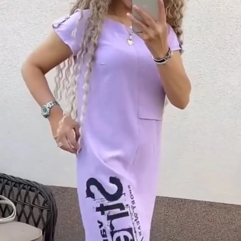 🌿Short Sleeve Side Slit Dress | Women's Loose Summer Essential - Image 6