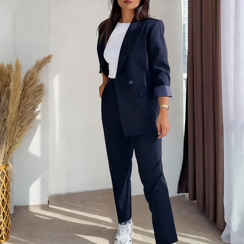 ✨ Classic Women's 2-Piece Blazer Set – Ready-to-Wear & Figure-Flattering, Easy to Style! - Image 2