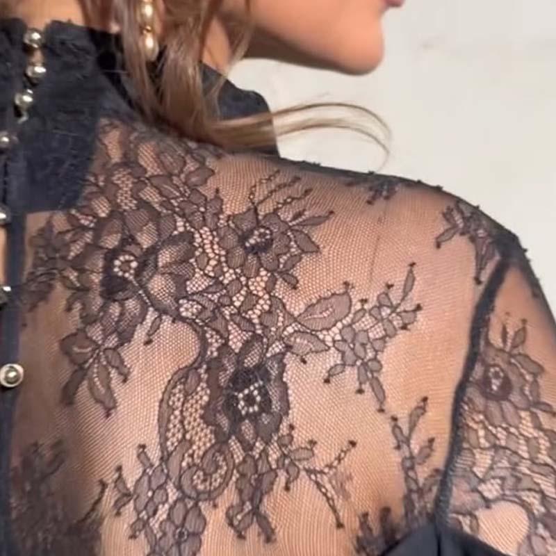 👗 [S-5XL] Versatile-Customized🔥Women's Elegant Mock Neck Lace Back Midi Dress - Image 8